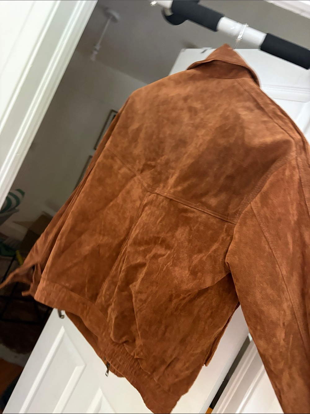 Zara Leather Suede Jacket in Cognac Brown - Picture 4 of 7
